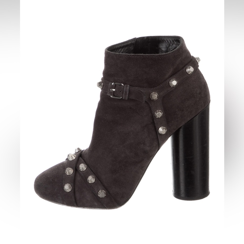 Balenciaga Suede Graphic Print Booties
